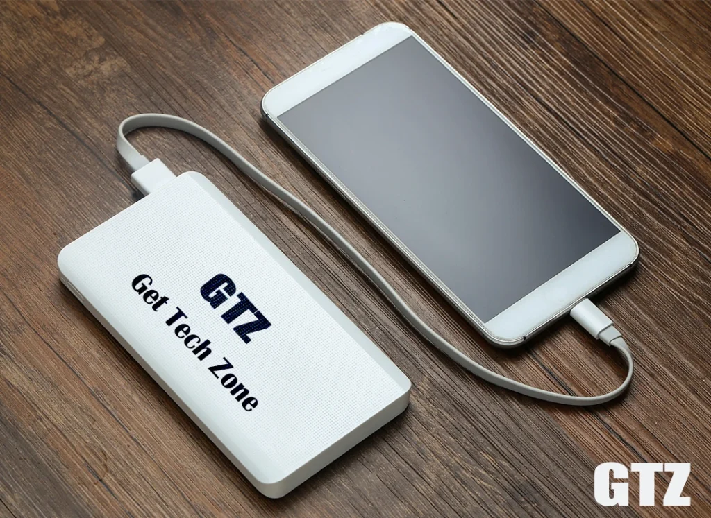 A modern portable power bank used for charging smartphones and electronic devices