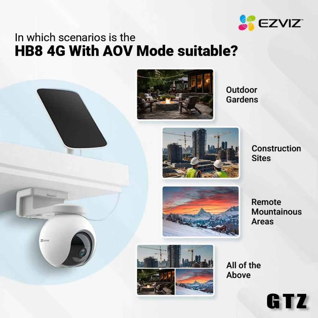 EZVIZ HB8 4G security camera featuring AOV mode, ideal for versatile outdoor surveillance.