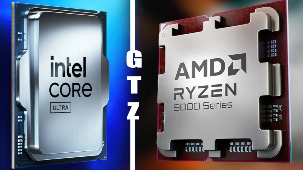 Intel 15th Gen vs AMD Ryzen 9000 processors comparison, highlighting single-core and multi-core performance, gaming, and efficiency.