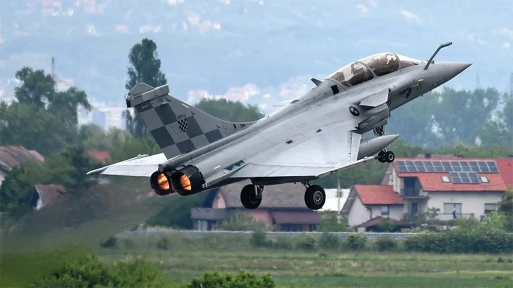 Rafale fighter jet in flight showcasing cutting-edge avionics, radar systems, and stealth technology