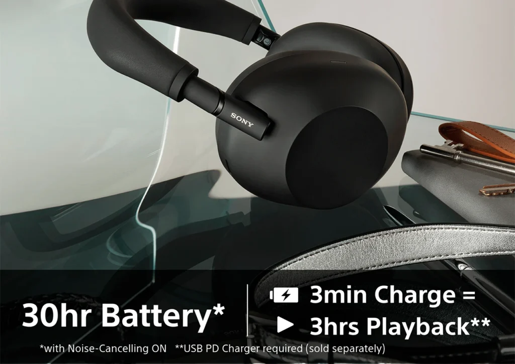 Sony WH-1000XM6 wireless headphones with long battery life for uninterrupted listening day and night